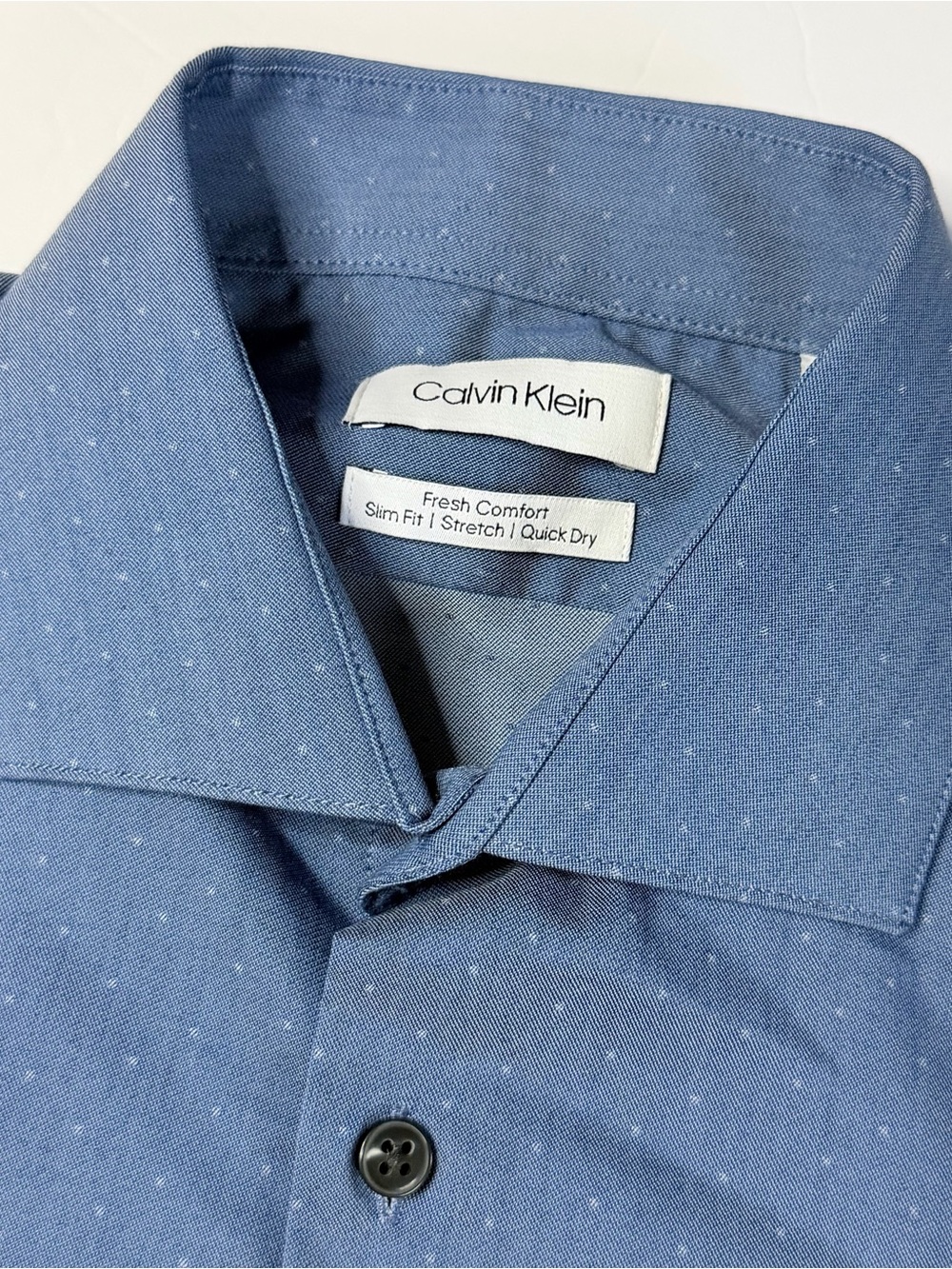 Calvin Klein Men’s Slim Blue Microdot Dress Shirt 15 32/33